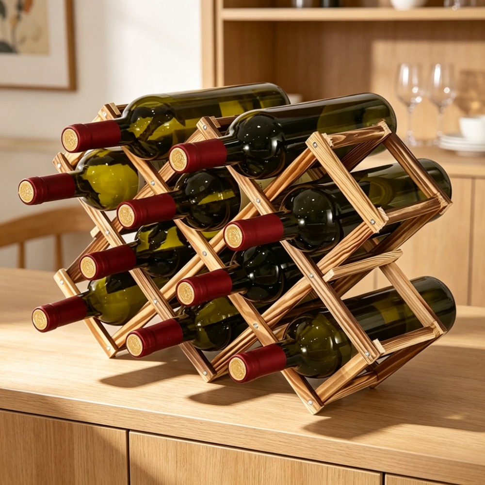 Home Bar Shelves - رف خشبي قابل للطي لتخزين زجاجات