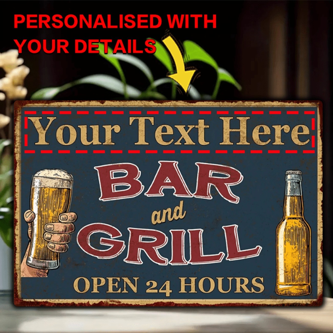 Home Bar Accessories - لافتة معدنية من الألومنيوم قابلة للتخصيص