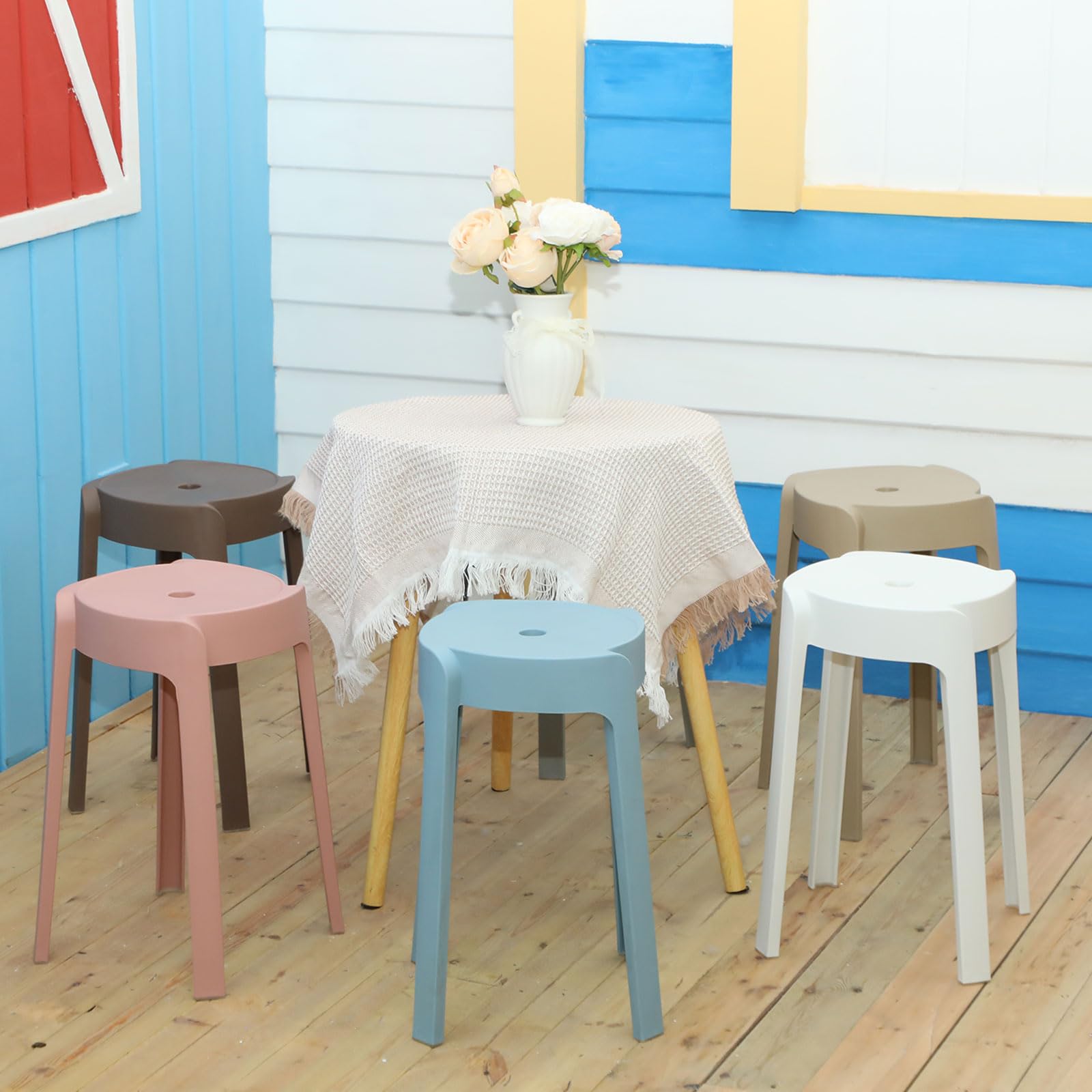 مجموعة من 6 كراسي بلاستيكية قا - مراجعة Home Bar Seating وسعره