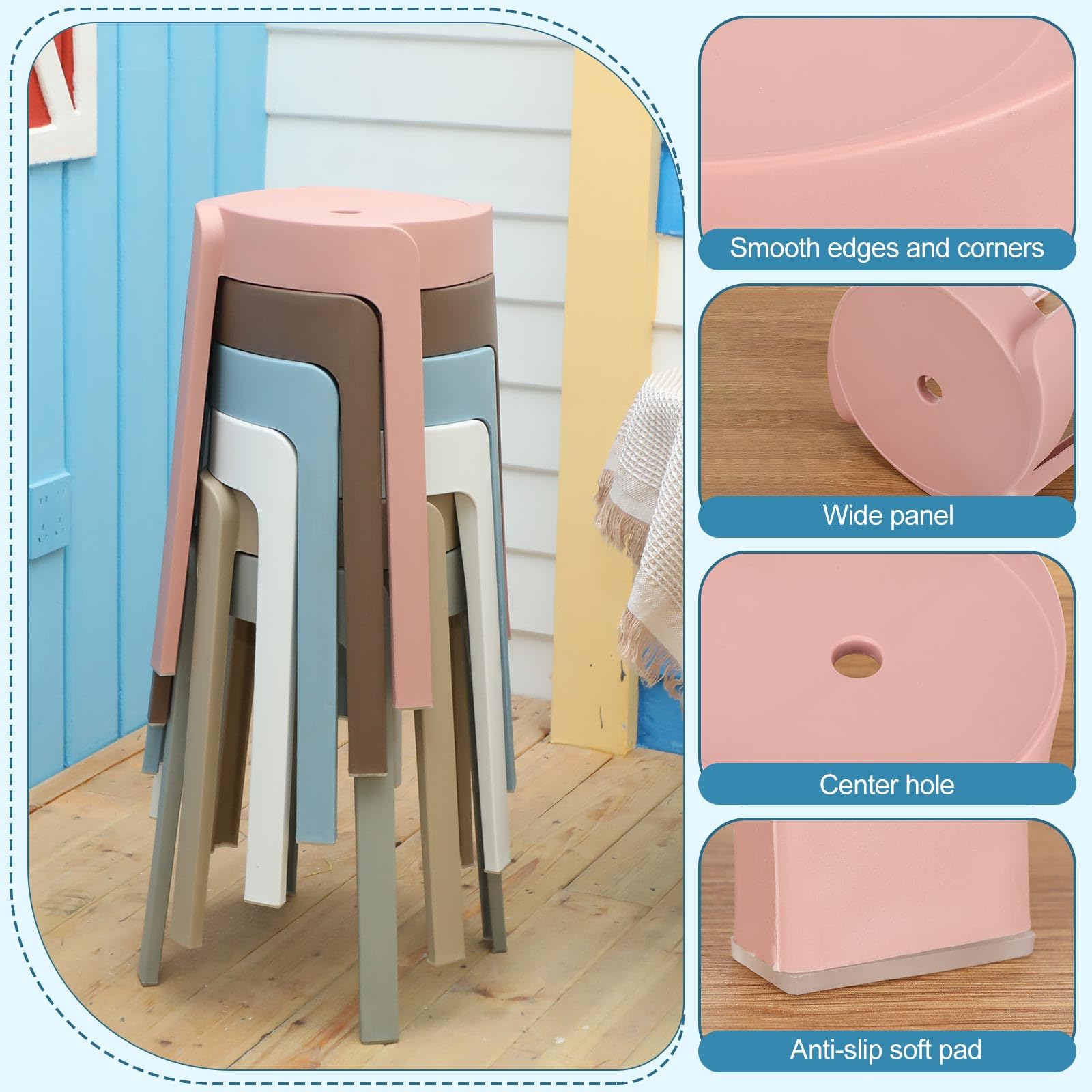 مجموعة من 6 كراسي بلاستيكية قا - مراجعة Home Bar Seating وسعره