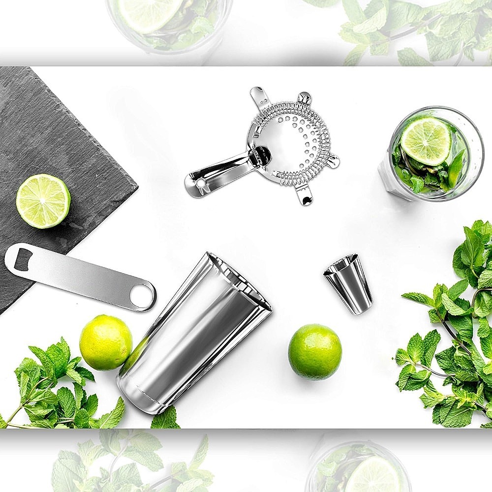 طقم شيكر كوكتيل من الفولاذ الم - مراجعة Cocktail Recipe Book وسعره