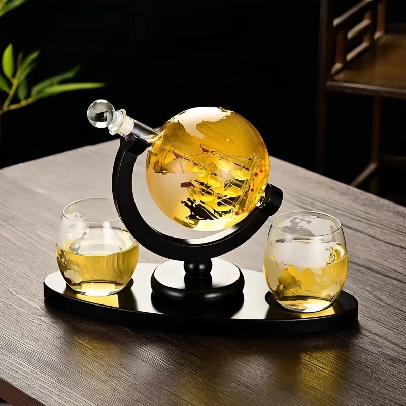 مجموعة إبريق نبيذ زجاجي مزخرف  - مراجعة Home Bar Set وسعره